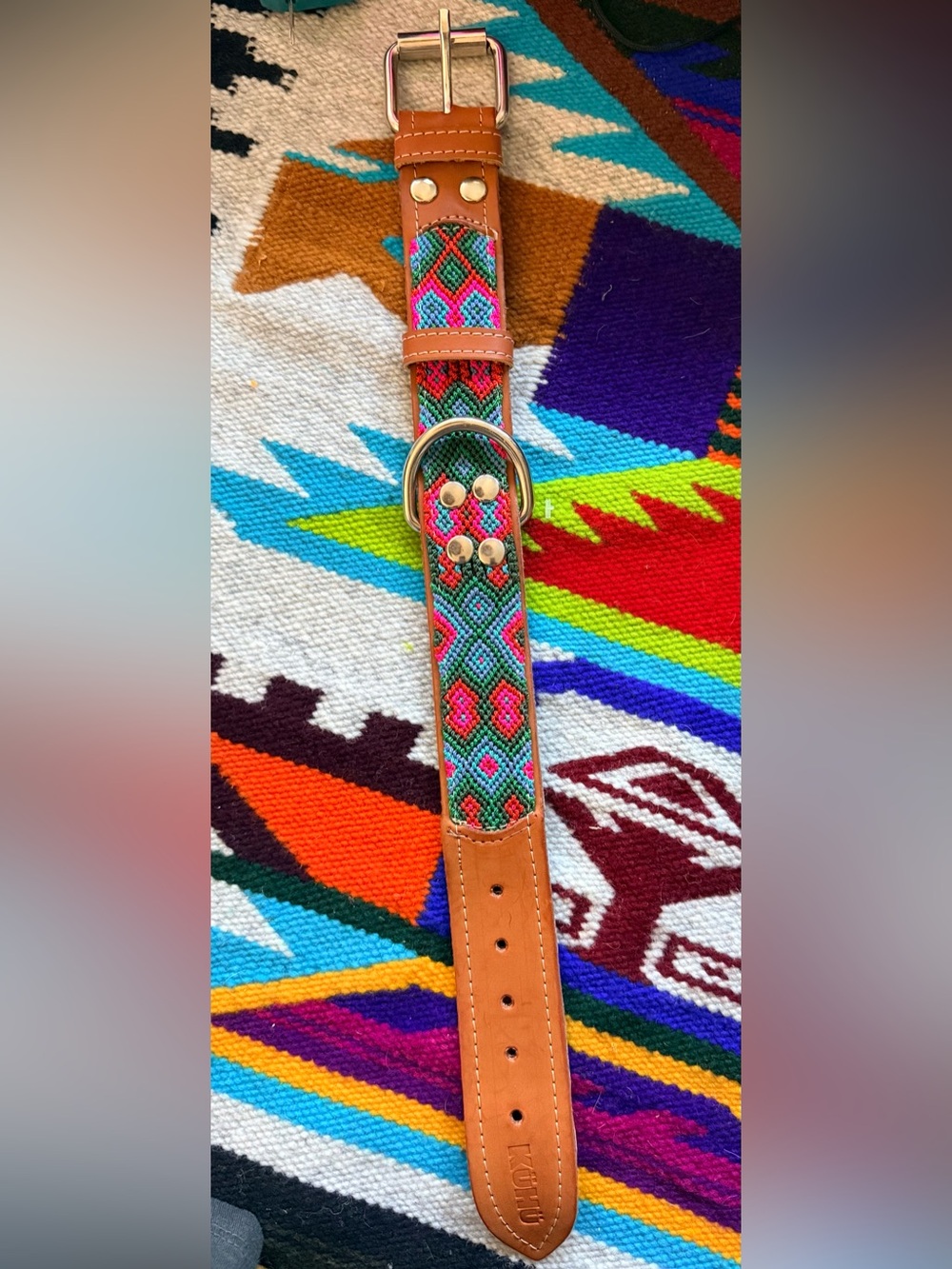 NWT KÜHÜ LEATHER WOVEN DOG COLLAR, LARGE, 19”